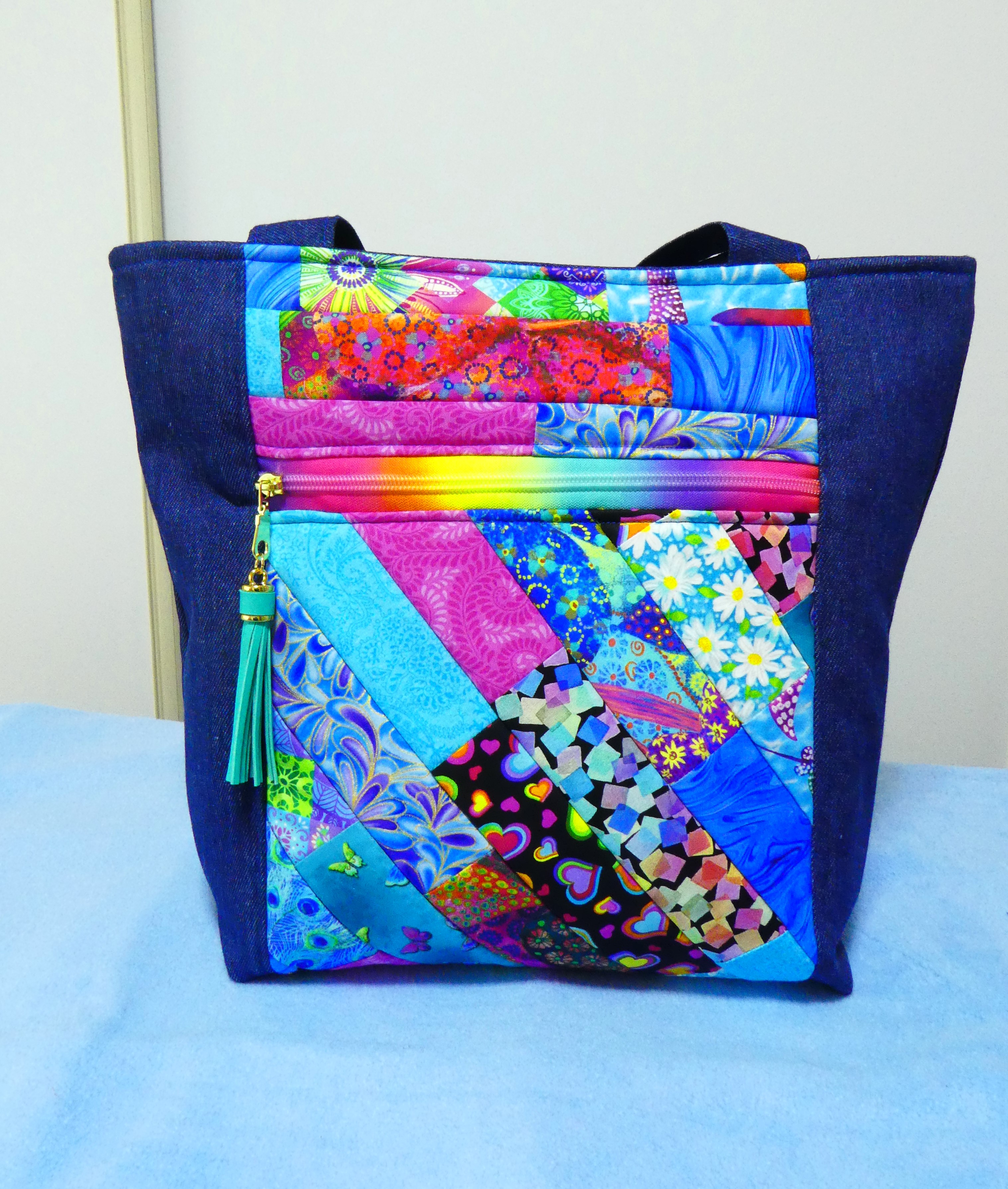 HANDMADE DENIM AND PATCHWORK FABRIC BAG