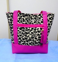 QUALITY HANDMADE VINTAGE LEOPARD PRINT CORDUROY AND LEATHER BAG